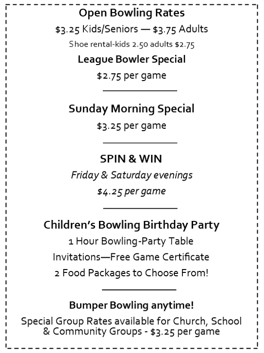 King Pin Lanes > OPEN BOWLING INFO > OPEN BOWLING